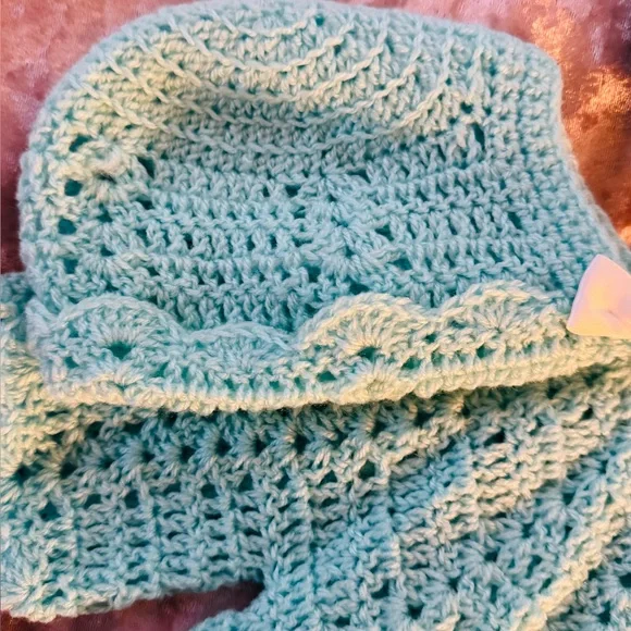 BOGO 🌞3pc Handmade Crochet Baby Set in Mint Green - Picture 2 of 8